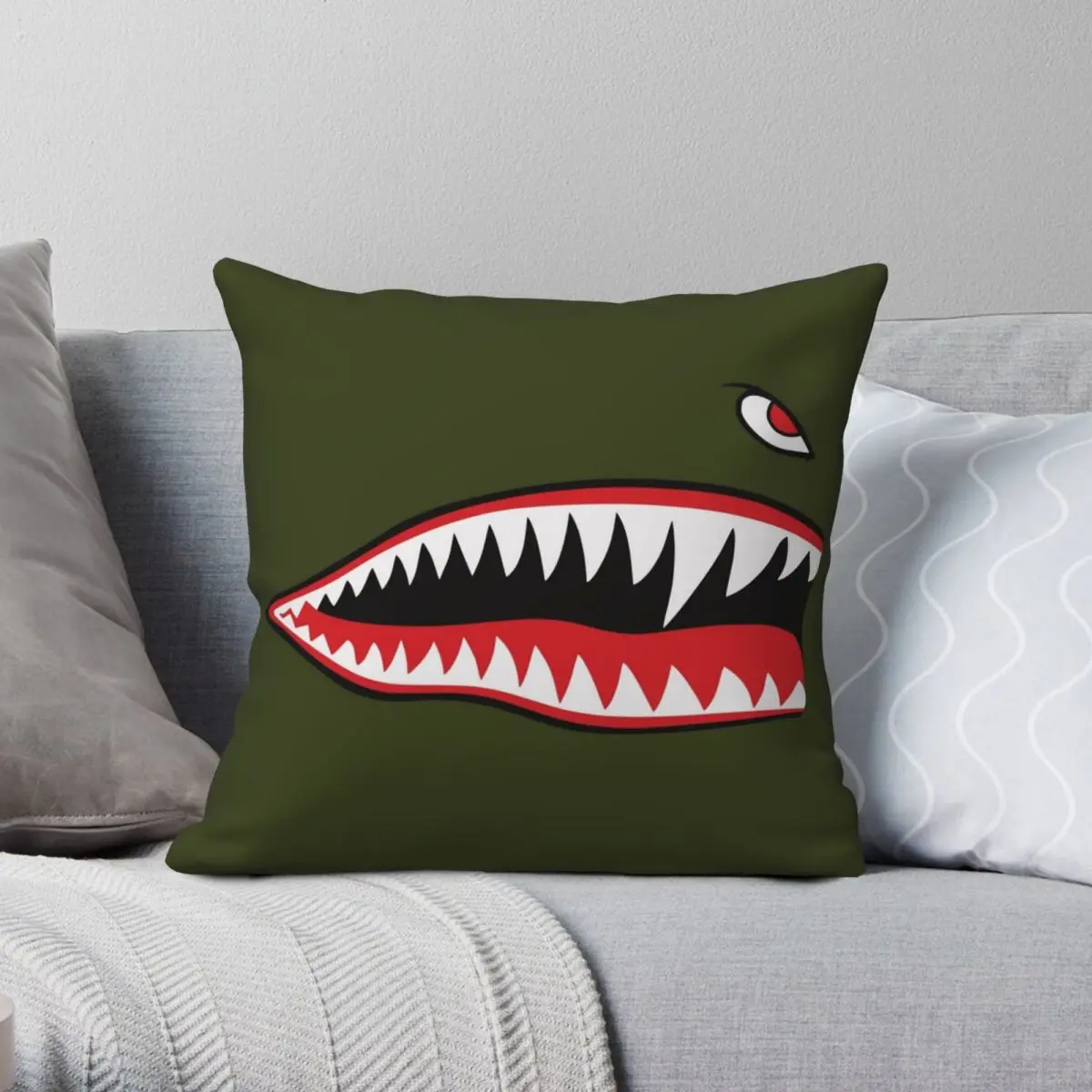 

Квадратная наволочка Shark Sharp Teeth из полиэстера и льна