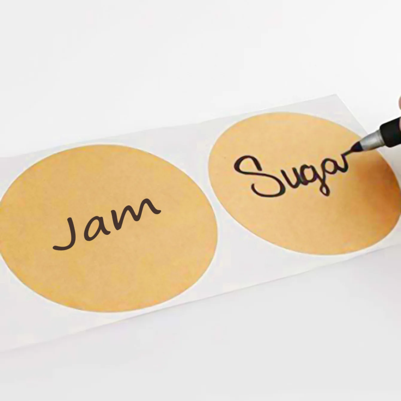 500 pcs / 1 Roll, Kraft Round Self-Adhesive Label Paper Items Classification Name Stickers Personalized Labels image 3