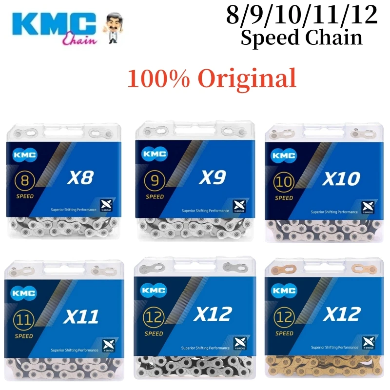 Kmc-chain x8 x9 x10 x11 x12 ، للطرق وmtb ، 8 ، 9 ، 10 ، 11 ، 12 سرعةـ ، 100 ، 126l ، لقطع غيار دراجات شيمانو سرام