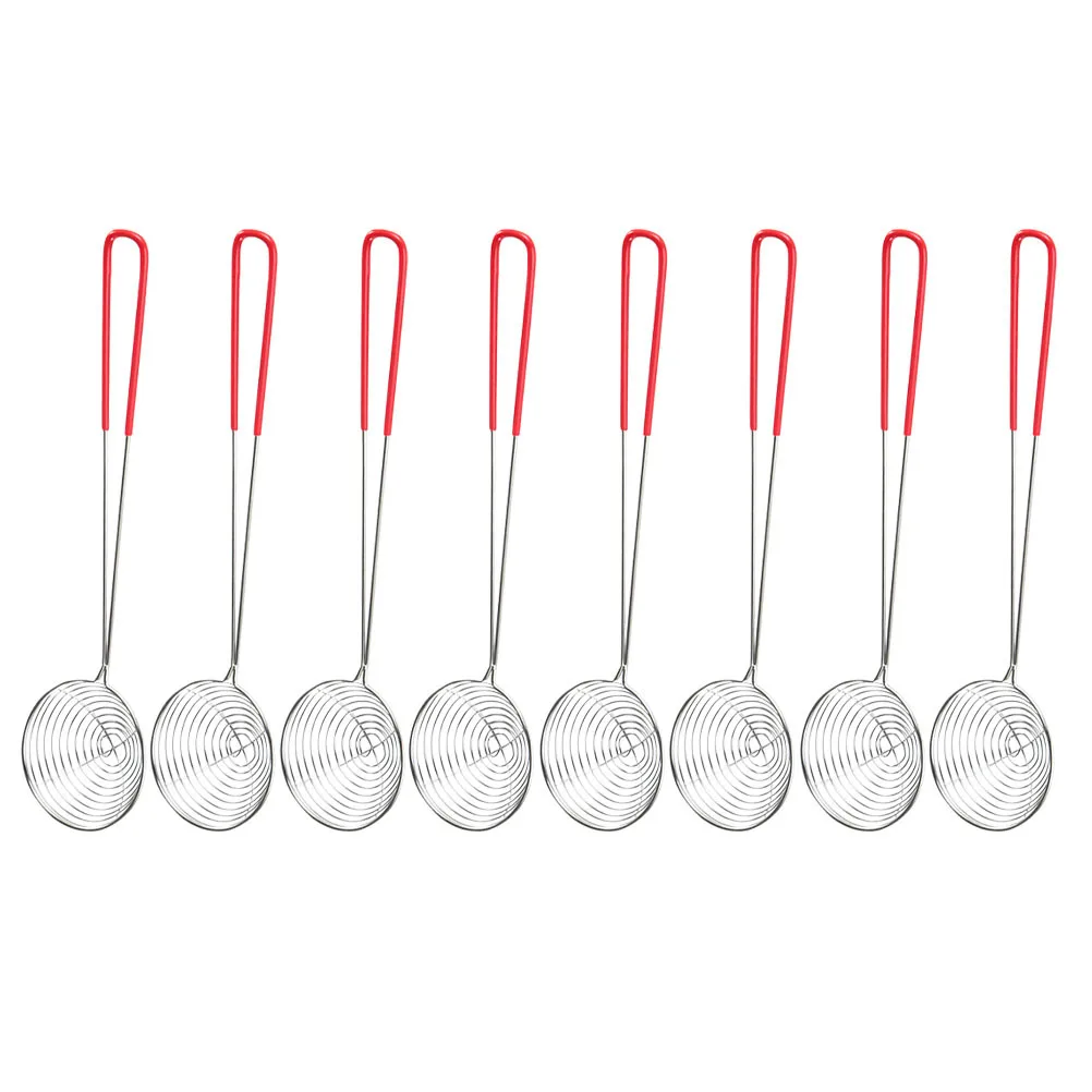 

8pcs Stainless Steel Pearl Strainer Spoon 8Cm Fine Mesh For Noodles Fries Eggs Vegetables Tea Home Kitchen Filter Sieve Tool