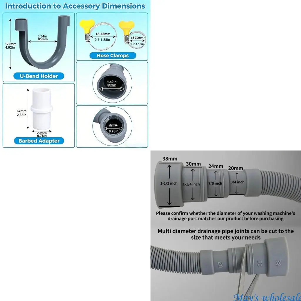 Universals Washing Machine Drain Hose Flexible Plastic Drain Pipe Extension 448A