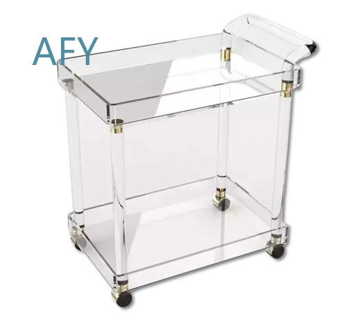 Acrylic Serving Cart for Restaurant Wedding Bar Party Transparent Beverage Trolley Luxury Hotel Utility Caster Rolling Table