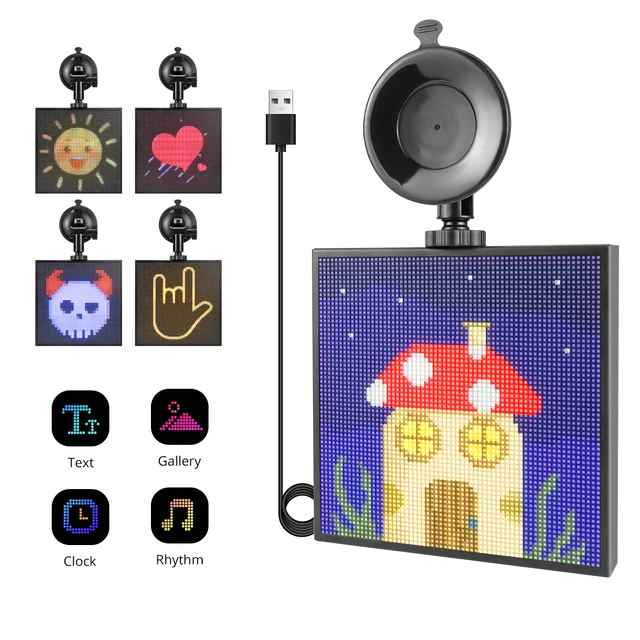 USB 5V Inteligentny panel wyświetlacza LED Pixel Zabawny kreatywny znak reklamowy Sterowanie aplikacją DIY Wzór Obrazy tekstowe z trybem muzycznym