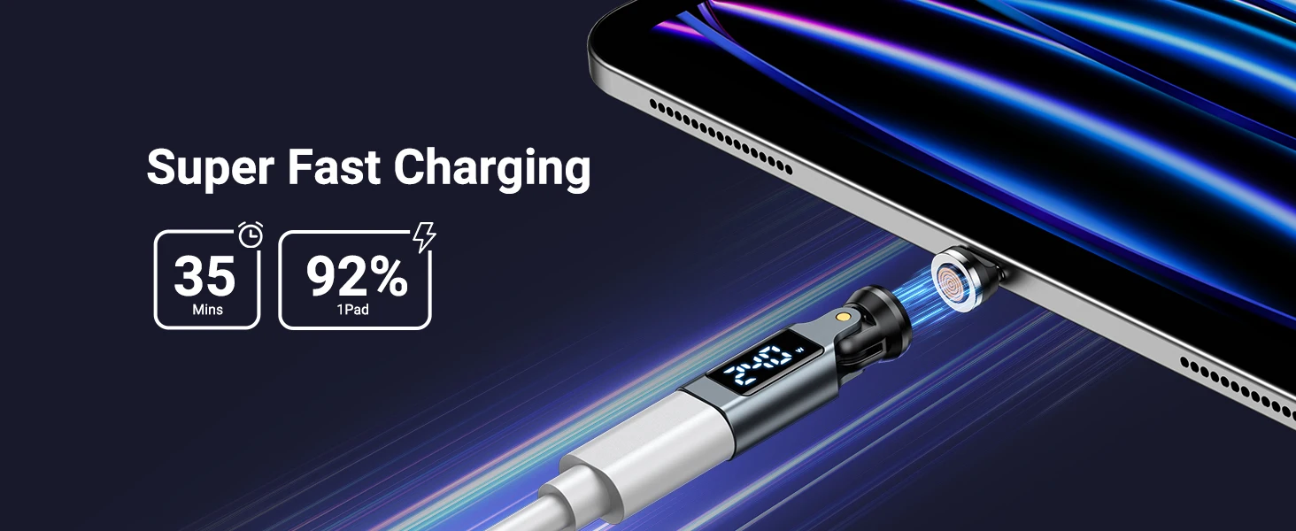 AUFU 9Pin Magnetic Type C Adapter Digital Display PD240W USB C to Type C Micro Male Converter for iPhone 17 Laptop OTG Adapter
