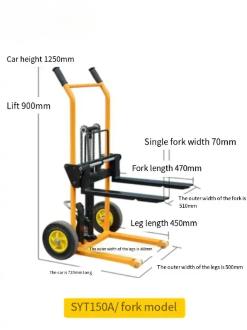 Carretilla elevadora con soporte carga 200 kg, apilador manual portátil, camión elevador doméstico ligero y pequeño