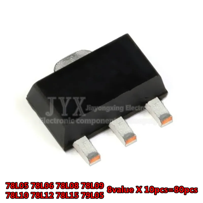 8kinds X10pcs=80pcs contains SOT-89 SMD transistor Assorted KIT Total  78L05 78L06 78L08 78L09 78L10 78L12 78L15 79L05