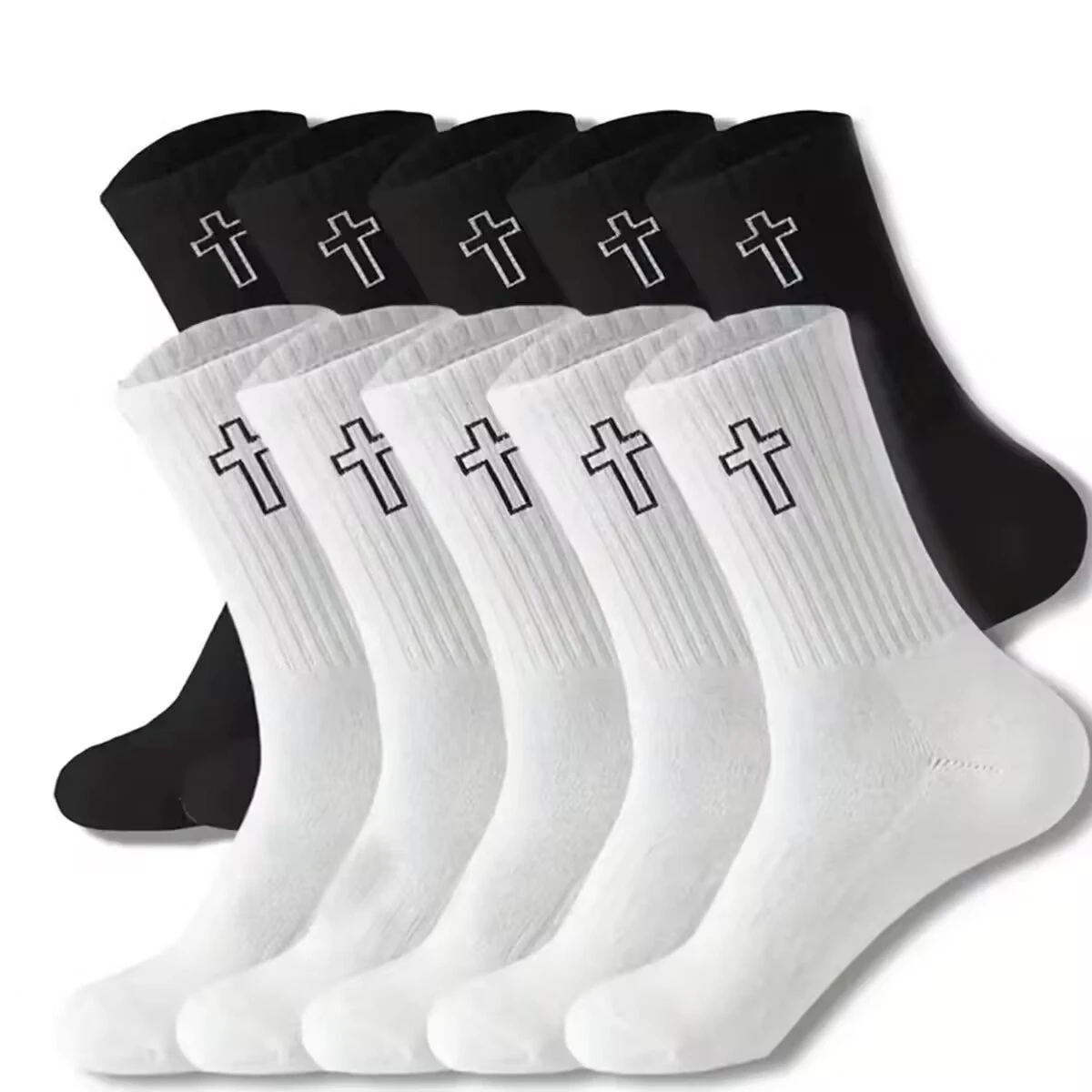 1 Pairs Mid Tube Cross Pattern Socks Unisex Simple Versatile Fashion Socks Comfort Breathability And Sweat Wicking Socks