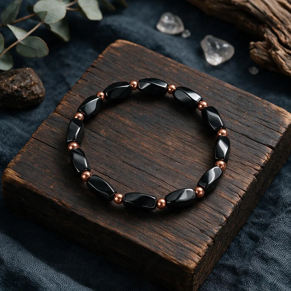 Bracelets for Men's Real Stones Bracelet Black Hematite Natural Stones Braclets Bransoletka Gift for Brother Dad Father