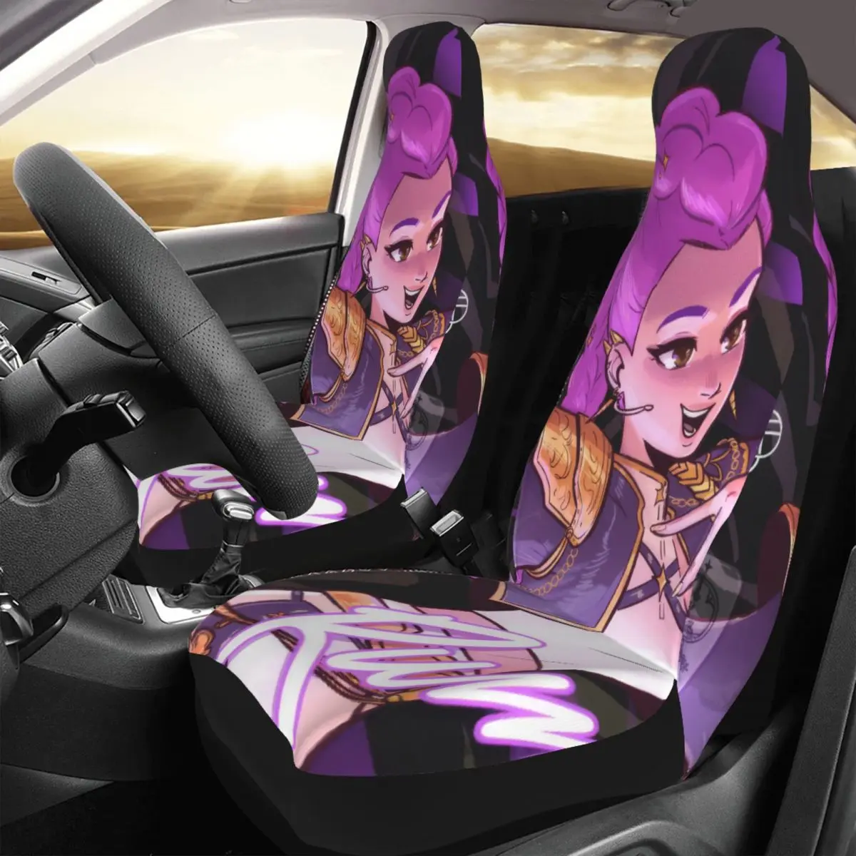 KPop Demons Hunters Huntrix Rumi غطاء مقعد السيارة العالمي حامي الملحقات الداخلية النساء مقاعد السيارة يغطي