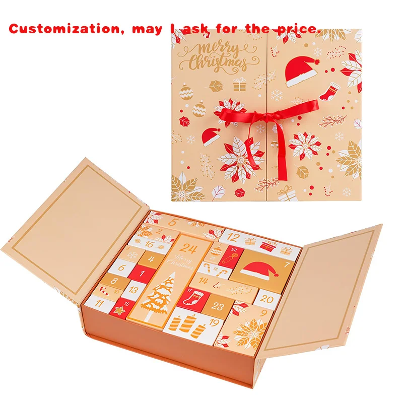 custom.2025 New Beauty Calendar Boxes Makeup Surprise Women Paper Box 24 Days Countdown Advent Calendar