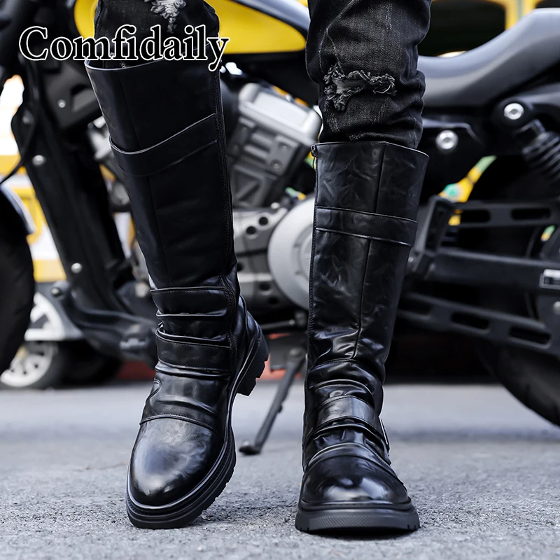 Modische Motorradstiefel für Herren im britischen Stil, hochgeschnittene, bequeme Herrenschuhe mit weicher Sohle, trendig und stilvoll-C1309 – Detail 5