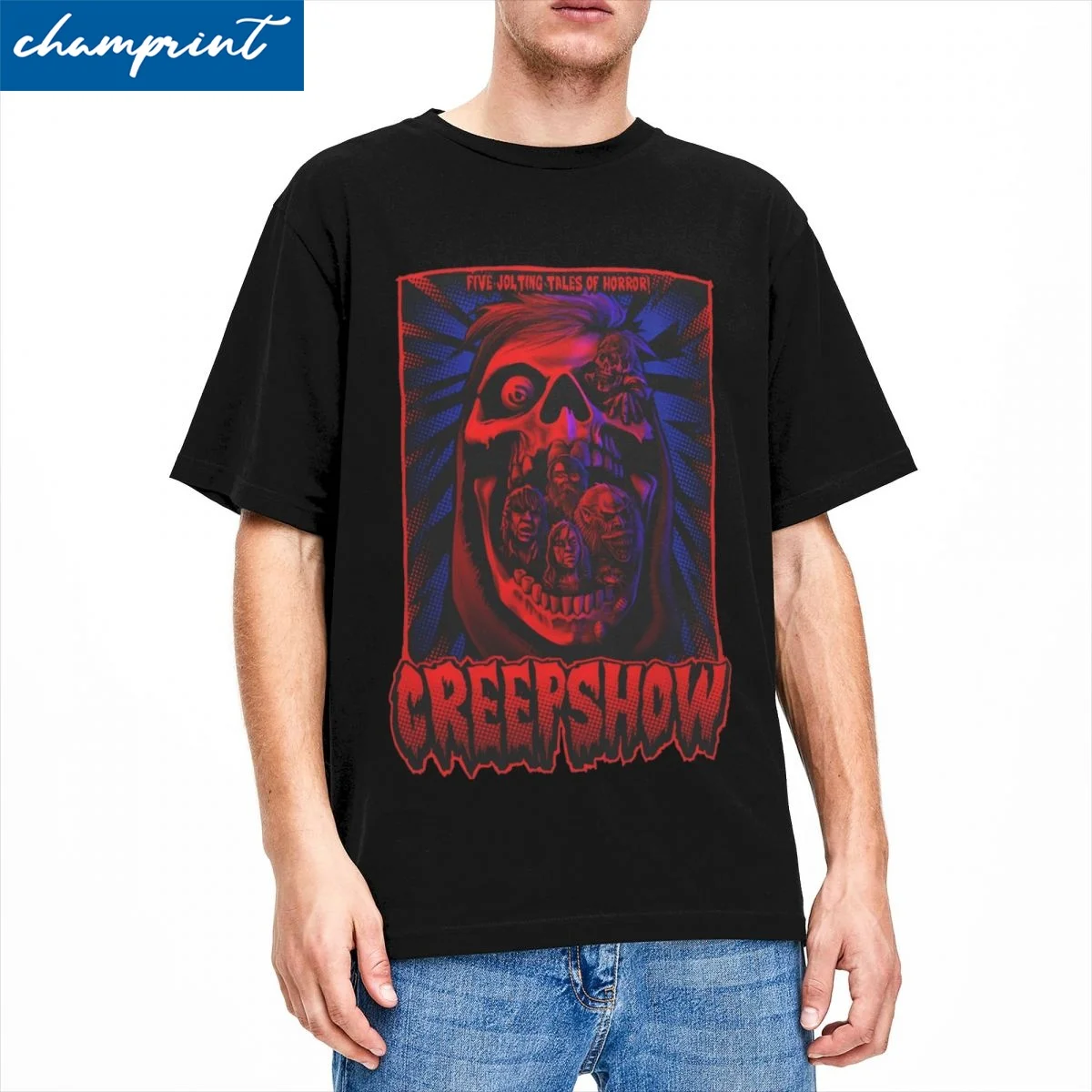 Five Jolting Tales Of Horror! T Shirt Men Women's Pure Cotton Leisure T-Shirts Creepshow Tee Shirt Short Sleeve Clothing Adult