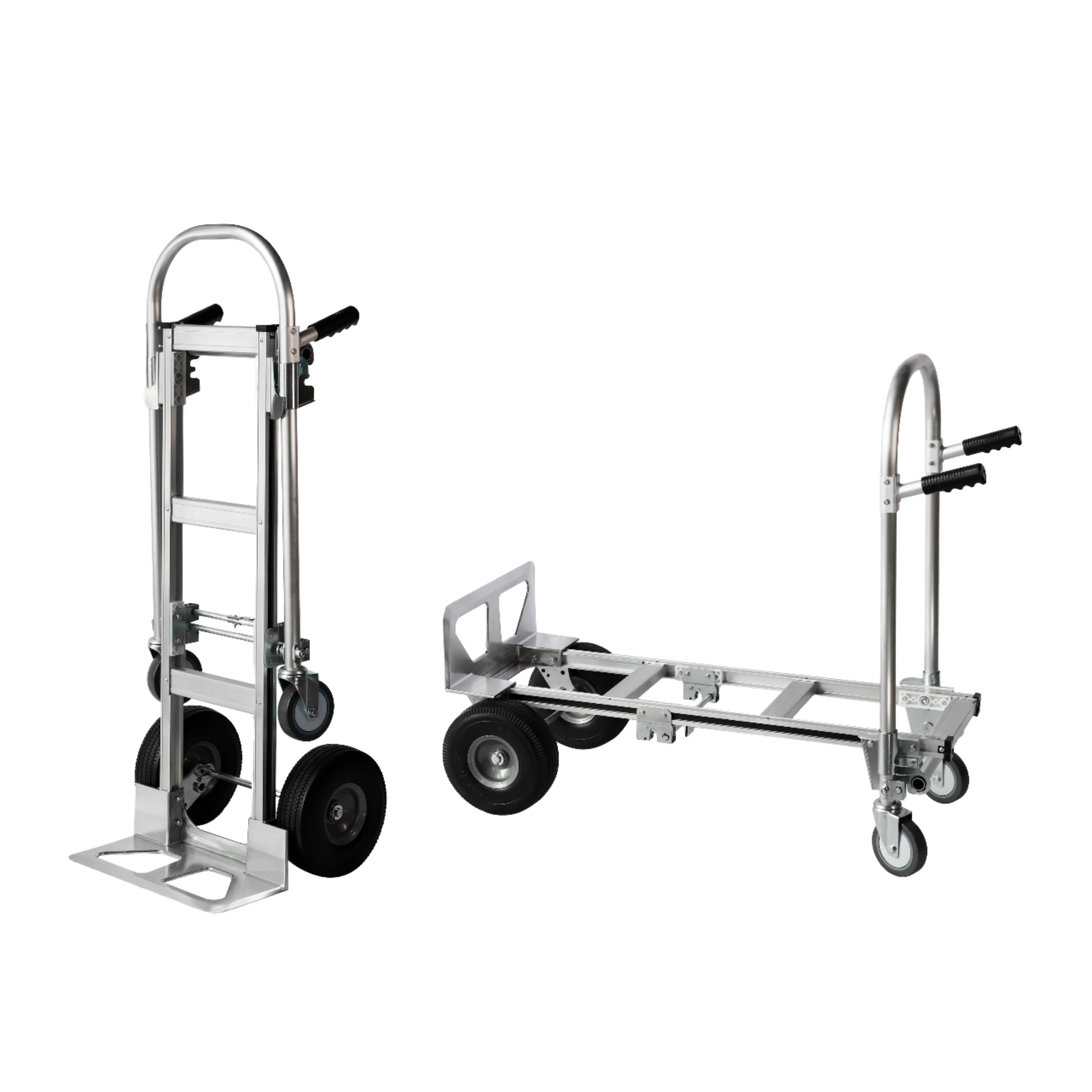 

Heavy Duty Foldable Steel Hand Truck 300kg Industrial Storage Tools Transportation Garden Cart Platform Trolley Rubber
