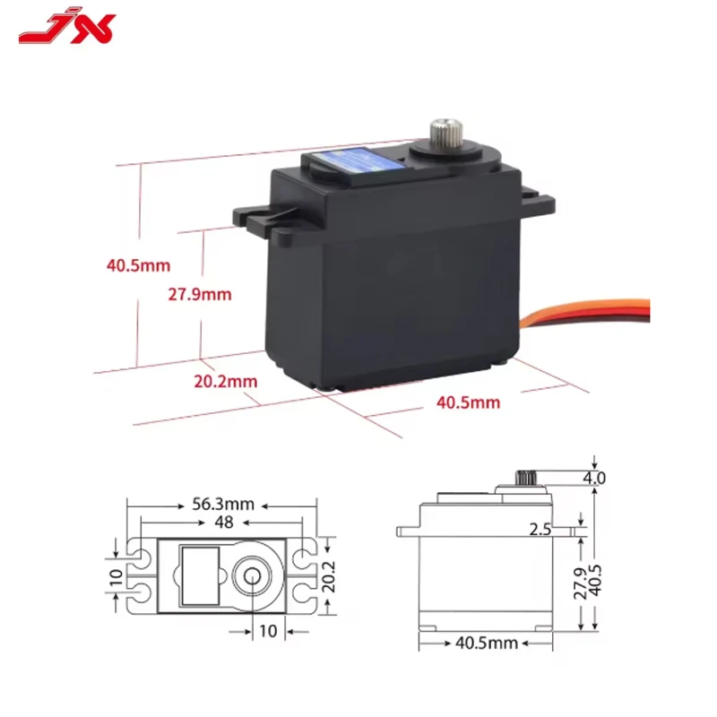 JX PDI-5509MG 고정밀 금속 기어 표준 디지털 서보, RC 자동차 비행기 로봇 암 180 각도 서보, 9kg, 55.6g