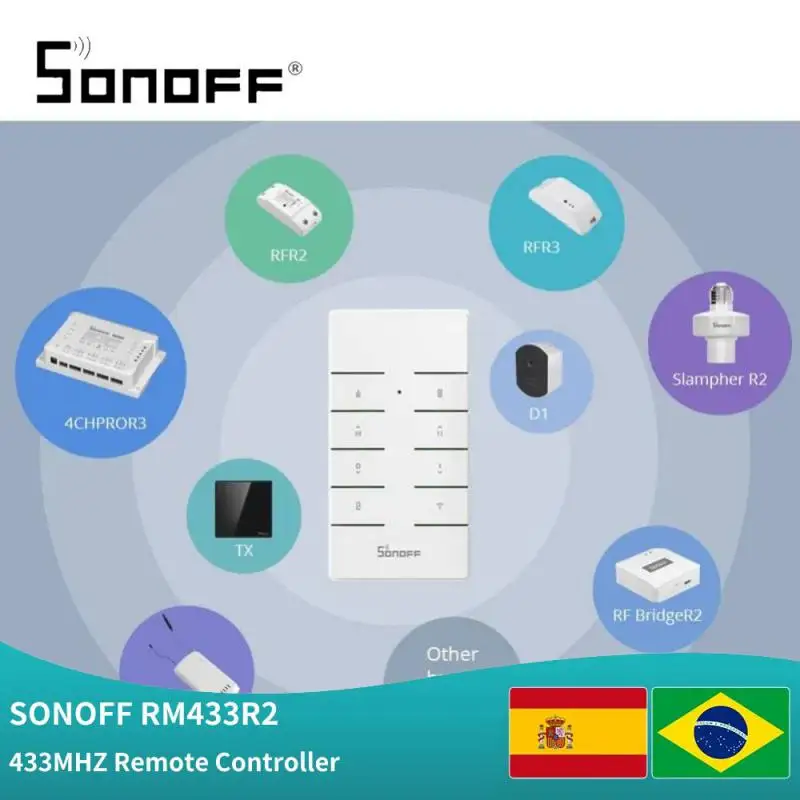 SONOFF RM433 R2 Remote Controller 8 Keys RF Remote Controller Suitable For RFR2/SlampherR2/iFan03/433 RF Bridge/TX Serise