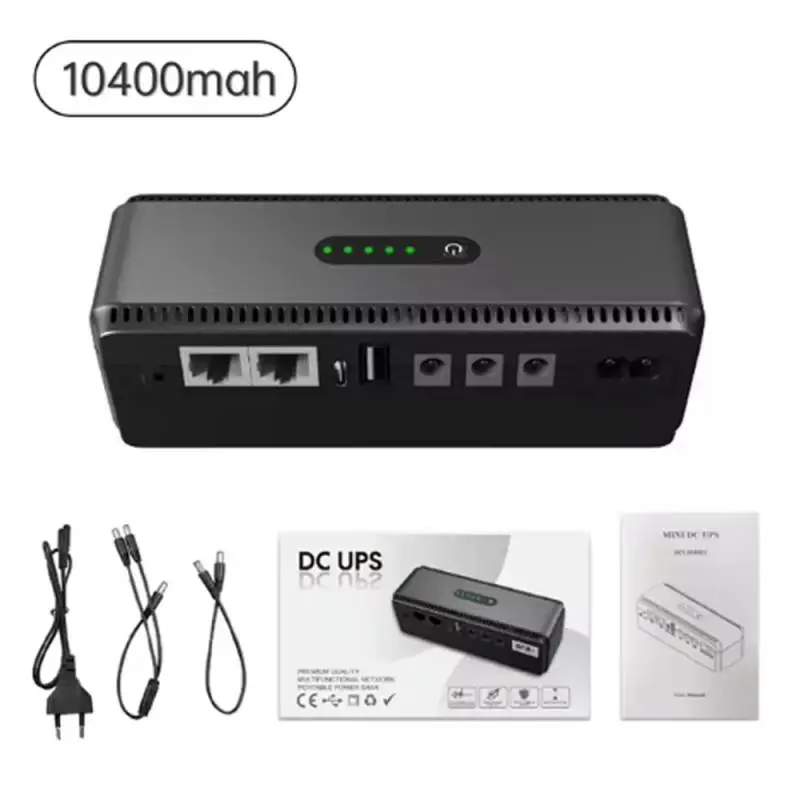 

DC UPS Battery Backup 10400mAh 5V 9V 12V 2A 15V 24V 1A 2A Output Uninterruptible Power Supply 85‑265V UPS Battery Backup EU Plug