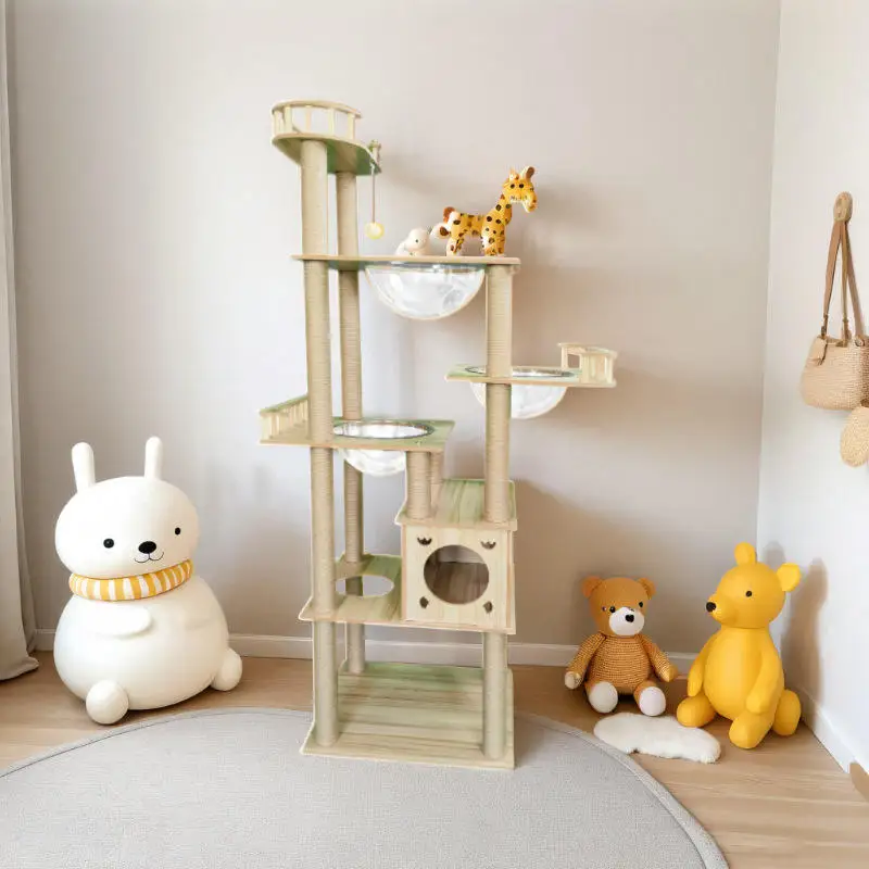 Best-Selling Luxury Eco-Friendly Cat Tree Modern Space Capsule Pet Toy Furniture Sustainable High-Density Board Indoor