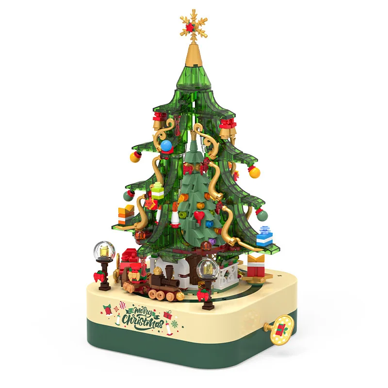 JK-1318 Christmas series Christmas tree music box creative decoration model men\'s and women\'s Christmas building blocks toys