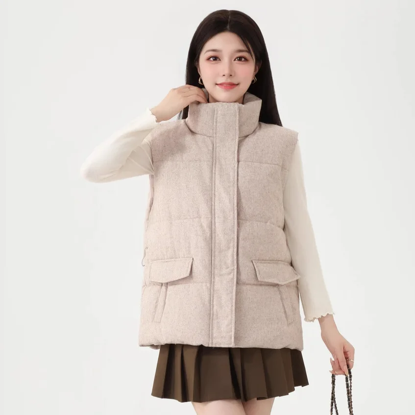 Women's Down Cotton Vest Loose Short Style Autumn Winter New Korean Warm Cotton Vest Sleeveless Jacket Outerwear Chaleco Mujer