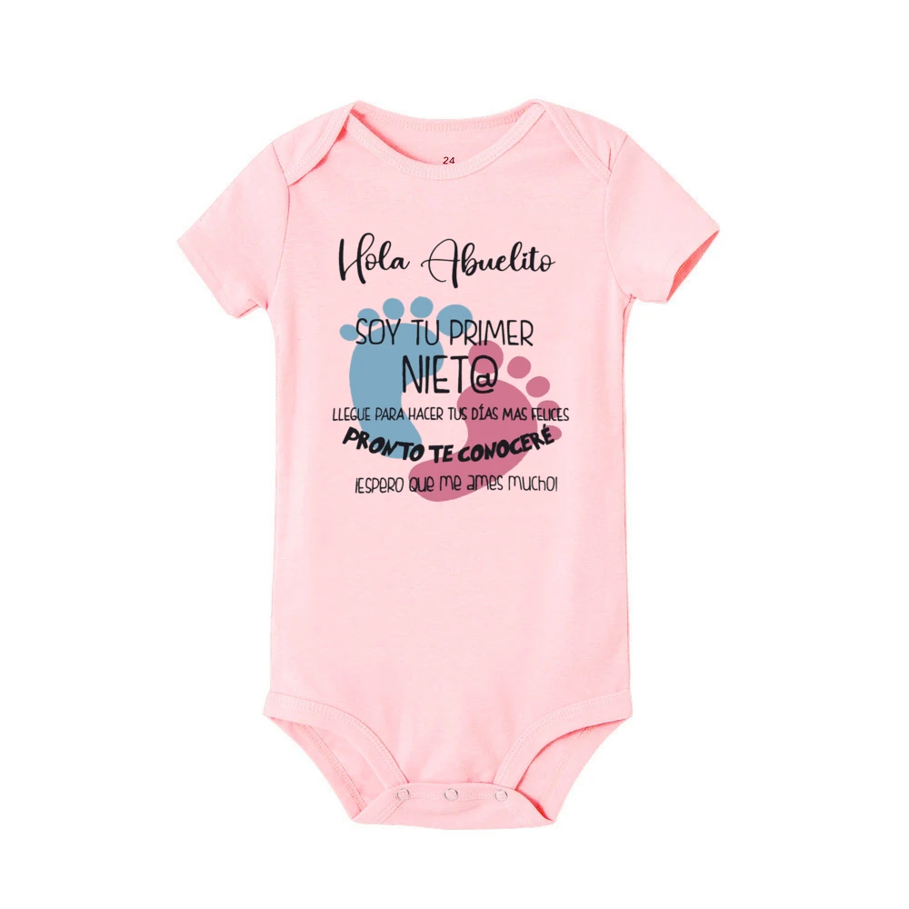 Hello Grandpa I\'m Your First Grandson Printed Baby Romper Outfit Pregnancy Announcement Bodysuit Baby Reveal Clothes for Family