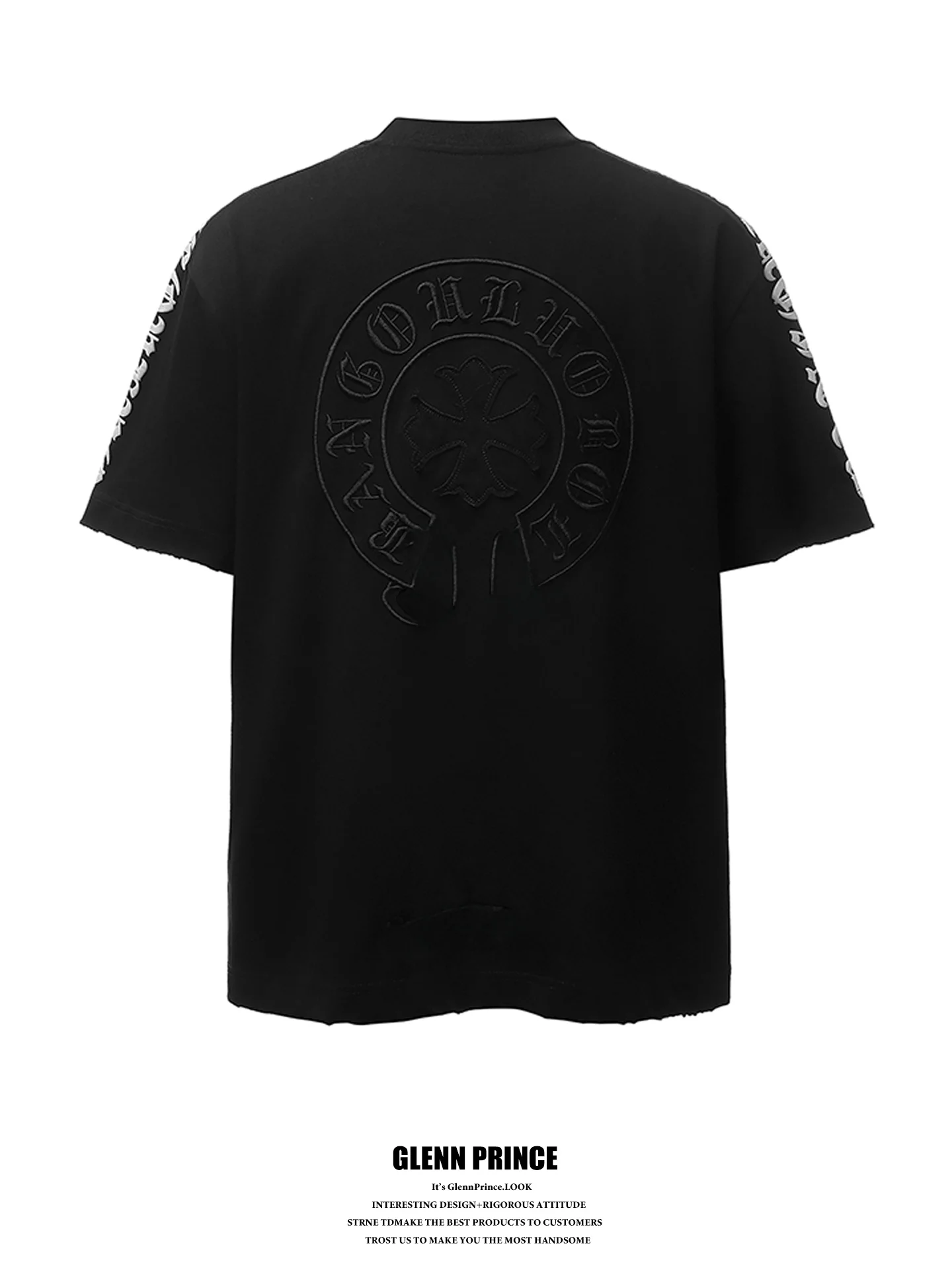 

GPstudio American High Street T-Shirt Men's Short Sleeve Embroidery Cross Design Heavyweight Unisex Summer Fashion Tee