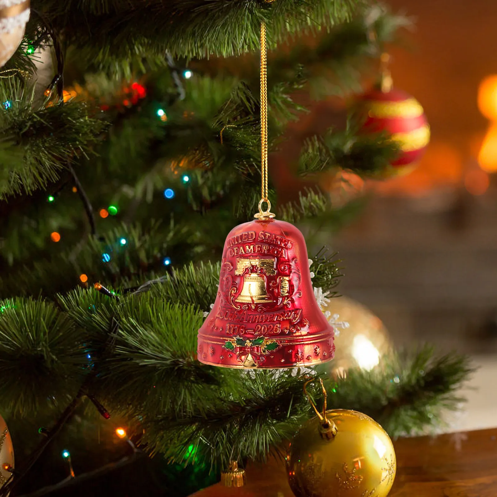 Usa 250Th Anniversary Keepsake Bell Metal Hanging Ornament Classic Patriotic Door Decoration Commemorative