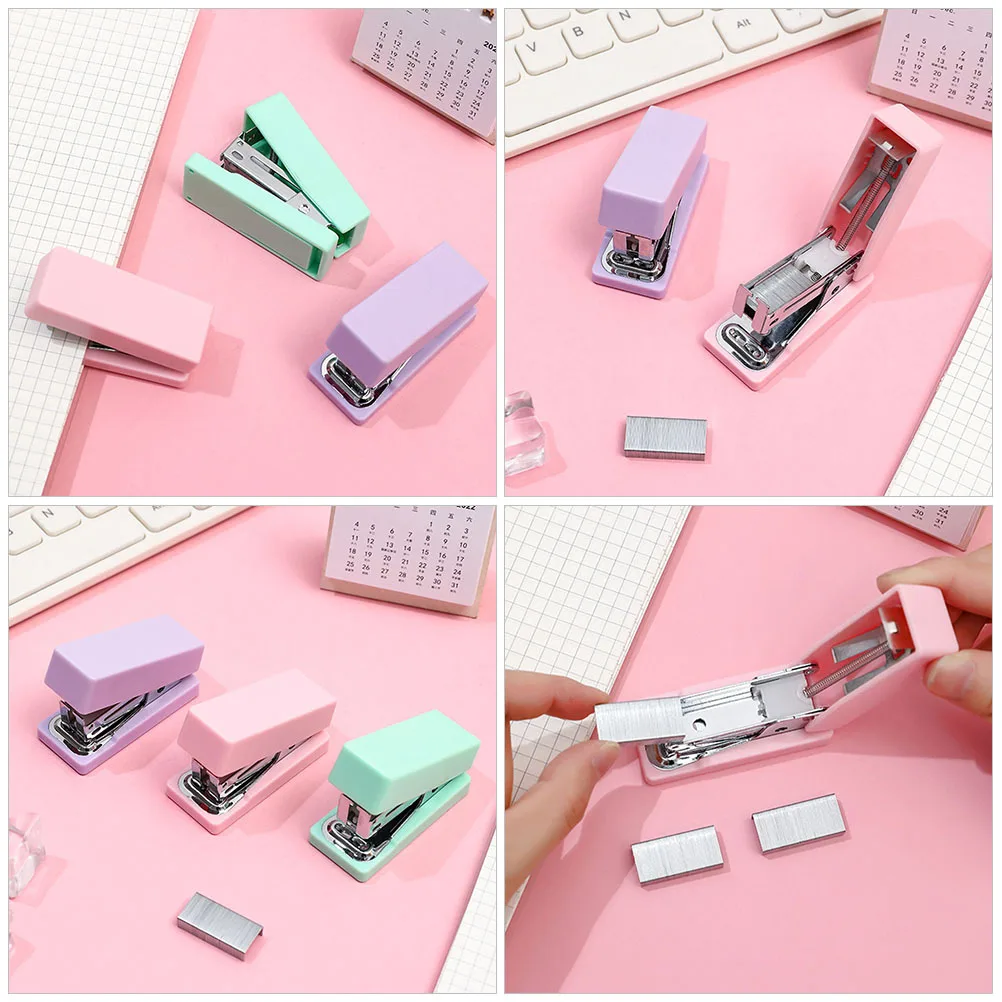 3pcs Mini Metal Portable For Desk Office Home School Small Paper Stapler Compact Handheld Stapler Classroom Teacher