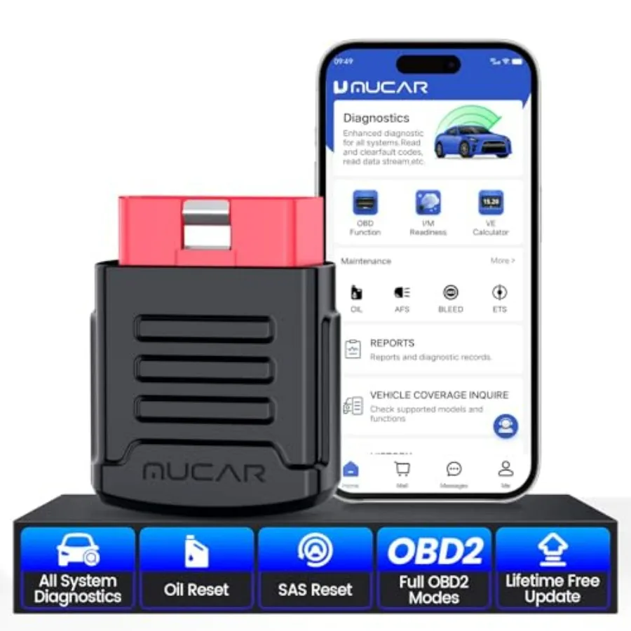 

Диагностический сканер BT200 OBD2 Bluetooth для iOS/Android с функциями сброса масла/SAS, проверки индикатора двигателя, автоматического определения VIN, бесплатное обновление на один год
