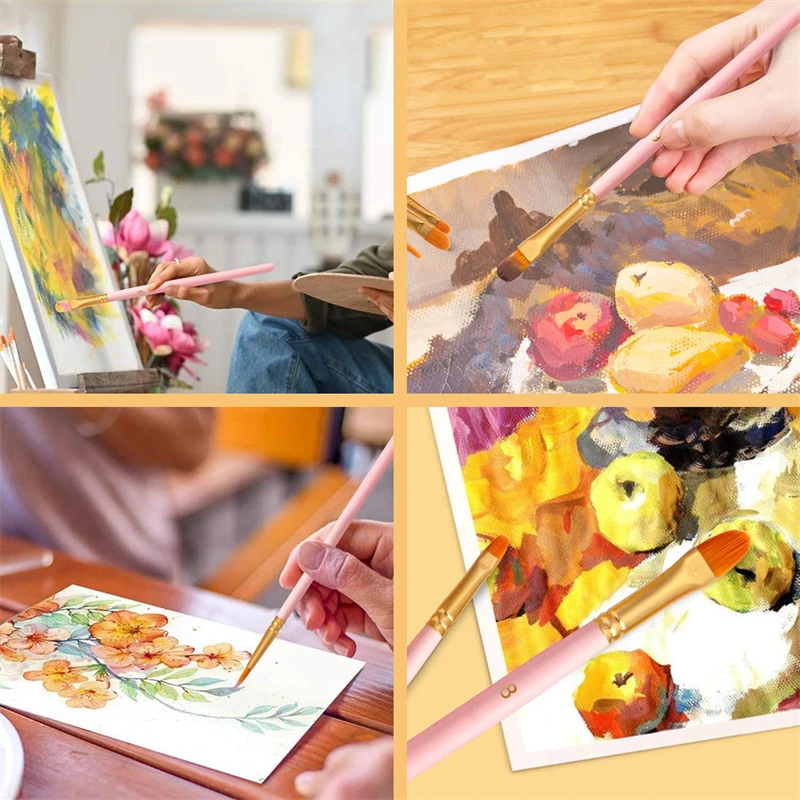 20 Pcs Pinsel Künstler Pinsel Runde Spitz Tipp Nylon Haar Acryl Pinsel Acryl Öl Aquarell Gesicht Nagel Kunst