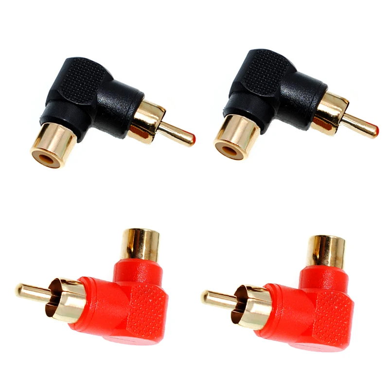 4pcs RCA right angle connector plug adapters male to female 90 degree elbow