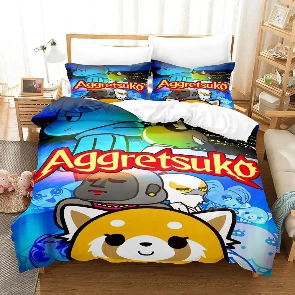 

Anime Aggretsukos Bedding Set Boys Girls Twin Queen Size Duvet Cover Pillowcase Bed Kids Adult Fashion Home Textile Customizable