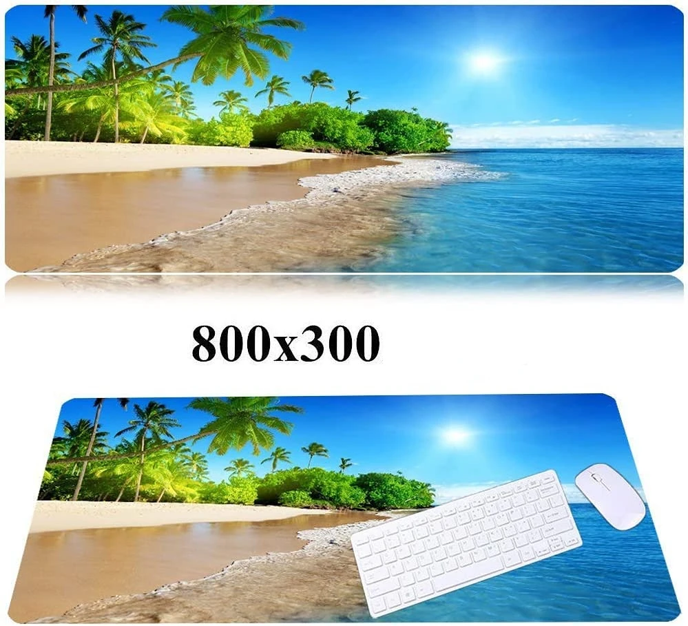 31.5x11.8 Inch Tropical Palm Sea Beach View Long Extended Large Gaming Mouse Pad with Stitched Edges XL Laptops Mouse Mat