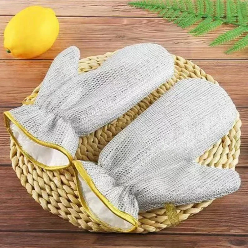 Multi-Purpose Steel Wire Kitchen Dishcloth Steel Wire Cleaning Gloves Wet Dry Steel Wire Household Cleaning Cloths Kitchen Tool