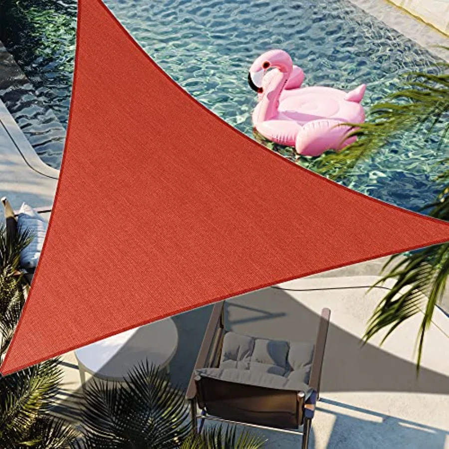 32' x 32' x 32' Red Triangle Sun Shade Sail Canopy for Outdoor Use, HDPE Fabric, UV-Blocking, Durable Custom-Fit