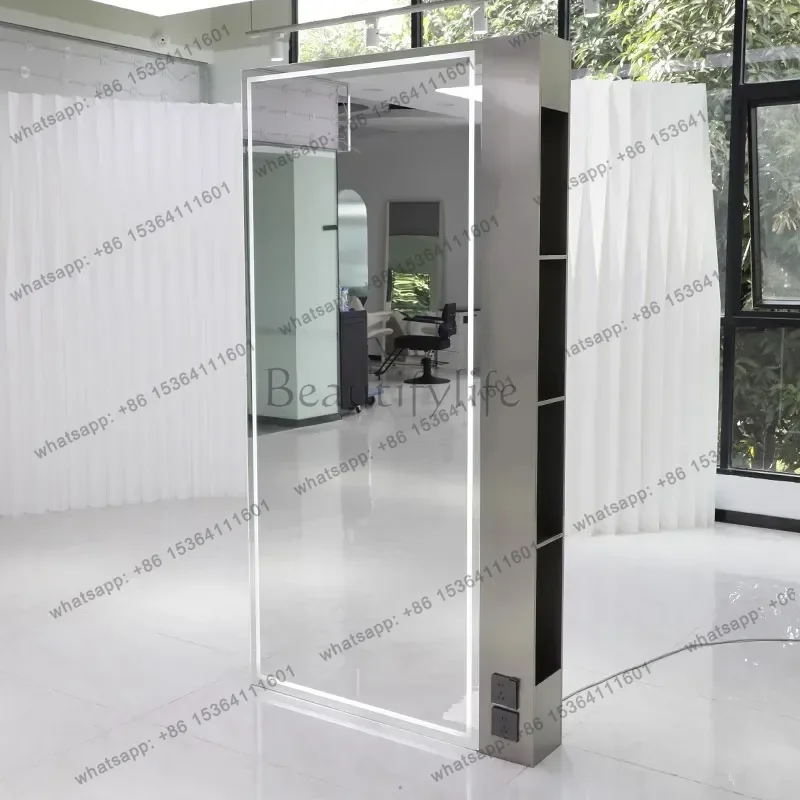 Barber shop double-sided storage floor mirror hair salon special full body perm and dyeing hair cutting mirror