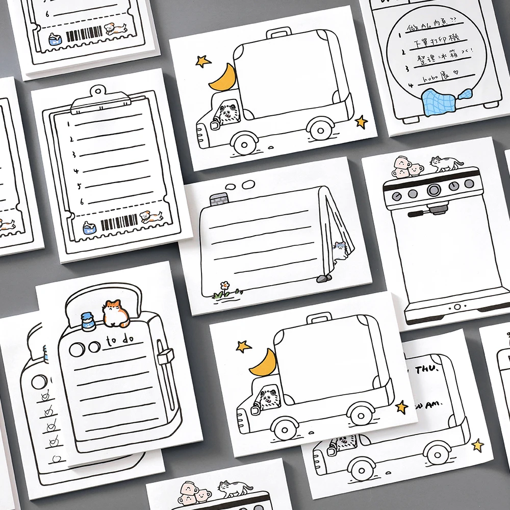 30 pçs kawaii notas pegajosas conjunto pão torrada café projetos n-time almofadas de memorando estudante escola material de escritório bonito presentes de papelaria