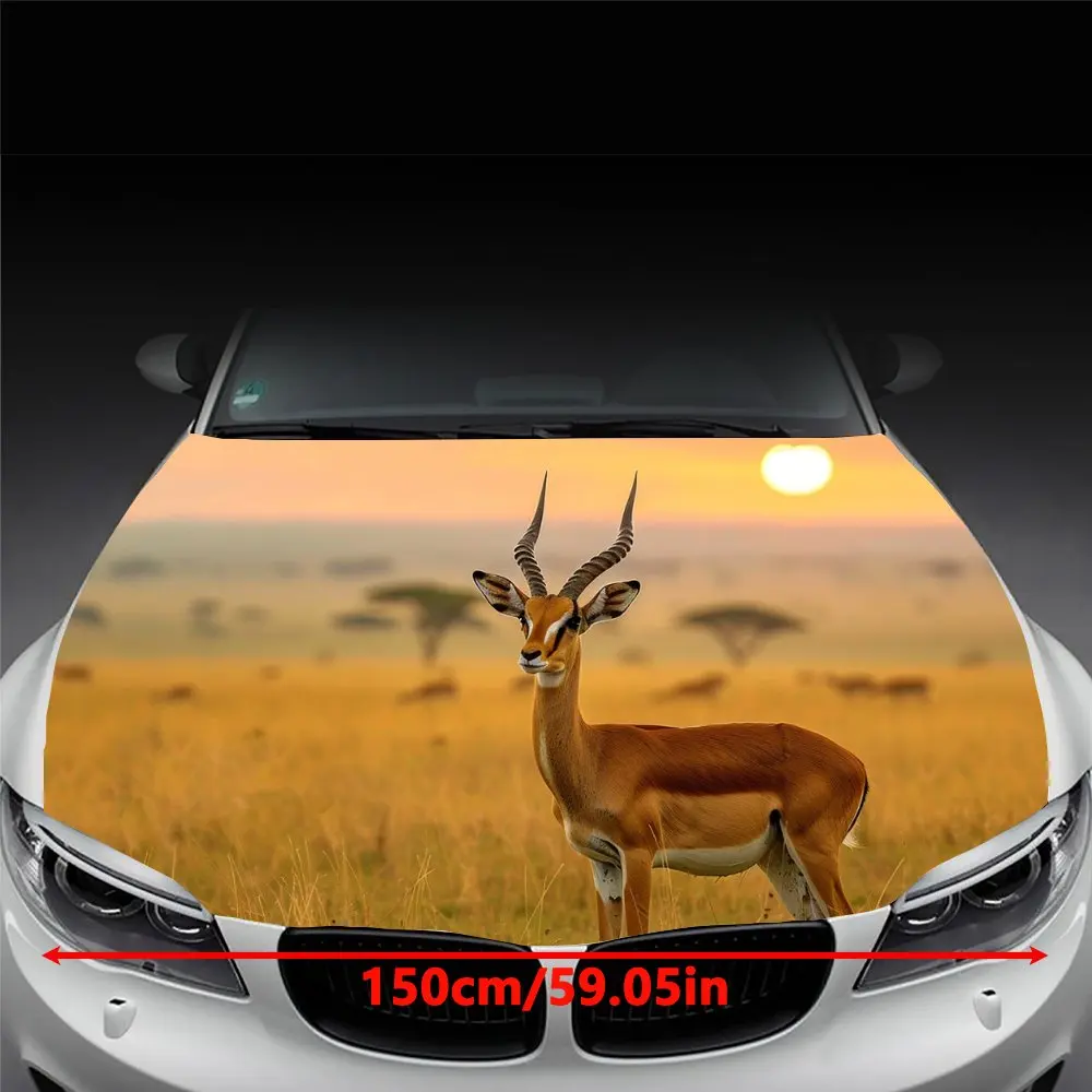 Antelope Under The Sunset Car Hood Wrap Color Vinyl Sticker Truck Graphic Bonnet DIY Auto Accessories Decoration Decal Gift