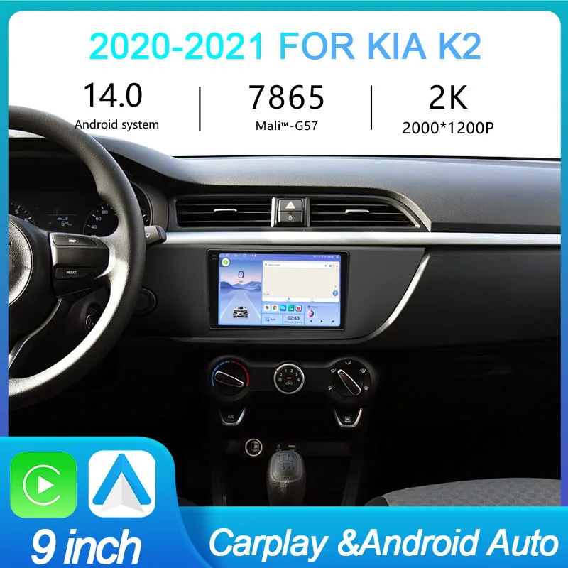 

MeiHua для Kia K2 2020-2021 2K QLED Android 14 Автомобильный радиоприемник Мультимедийный видеоплеер AI Voice CarPlay GPS 4G Стерео головное устройство