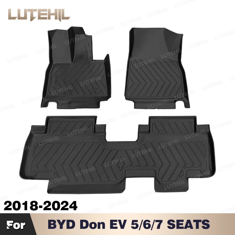 

For BYD Don EV 5/6/7 SEATS 2018-2024 2023 2022 2021 2020 17 All-Weather TPE Floor Mat Carpet Auto Interior Protector Accessories