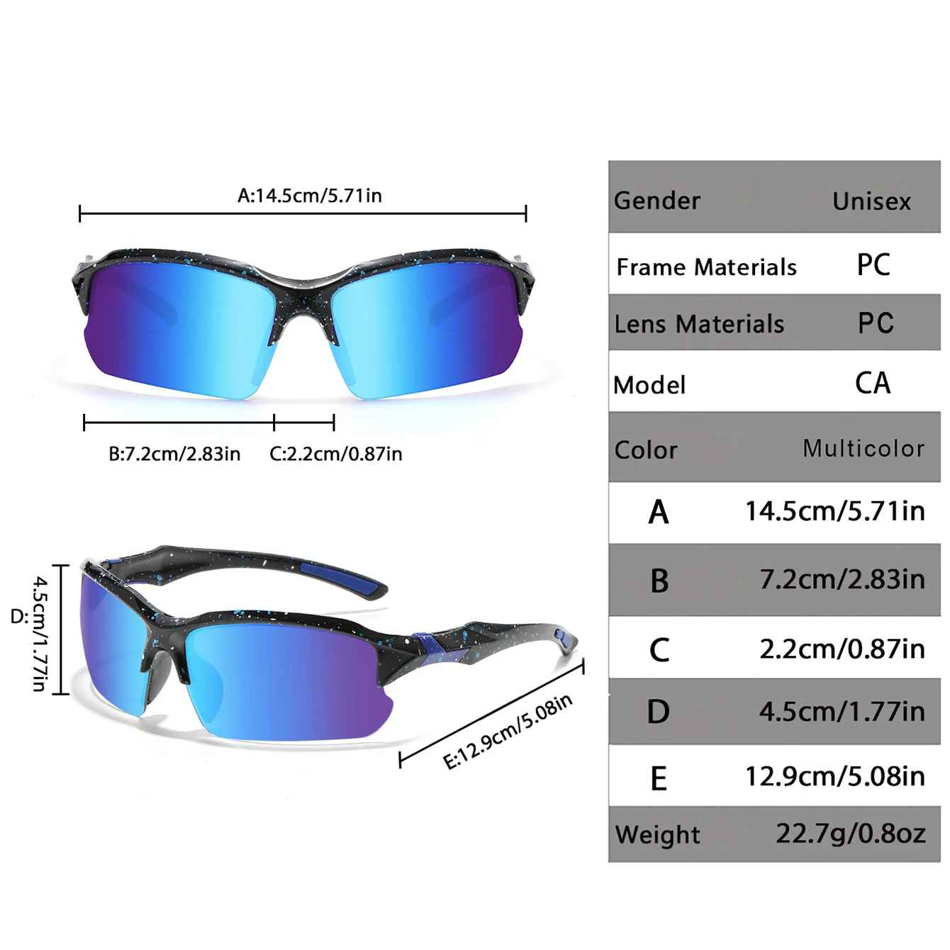 New Sports UV400 Cycling Sunglasses for Men and Women Fashion Half Frame Glasses for Cycling Running Hiking and Climbing