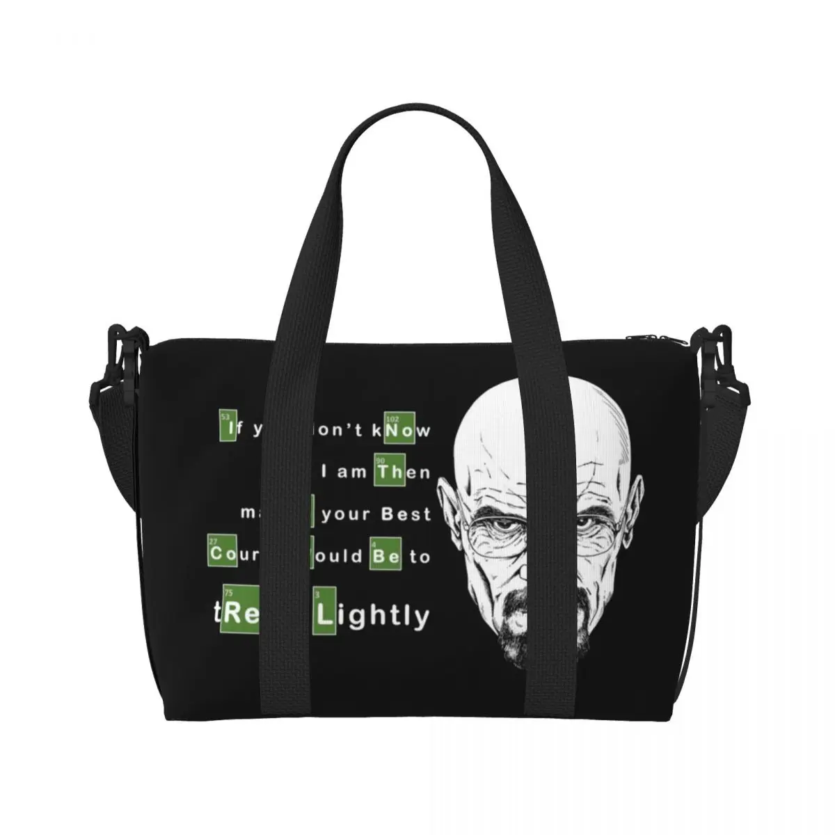 Custom Who I Am Tread Lightly Walter White Tote Bag Women Big Capacity Breaking Bad Heisenberg Gym Beach Travel Bags