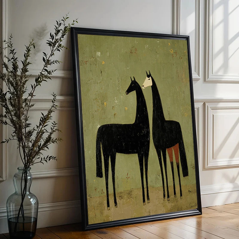 Abstract Horse Riding Woman Equestrian Western Cowboy Poster Canvas Painting Print  Wall Art for Living Room Home Decor