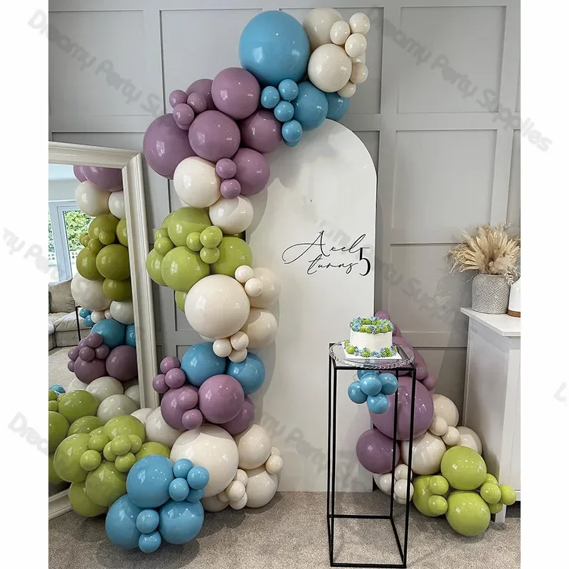 

135pcs Blue Purple Green Sand White Balloons Garland Arch Multicolored Birthday Balloon Baby Shower Party Decorations Supplies