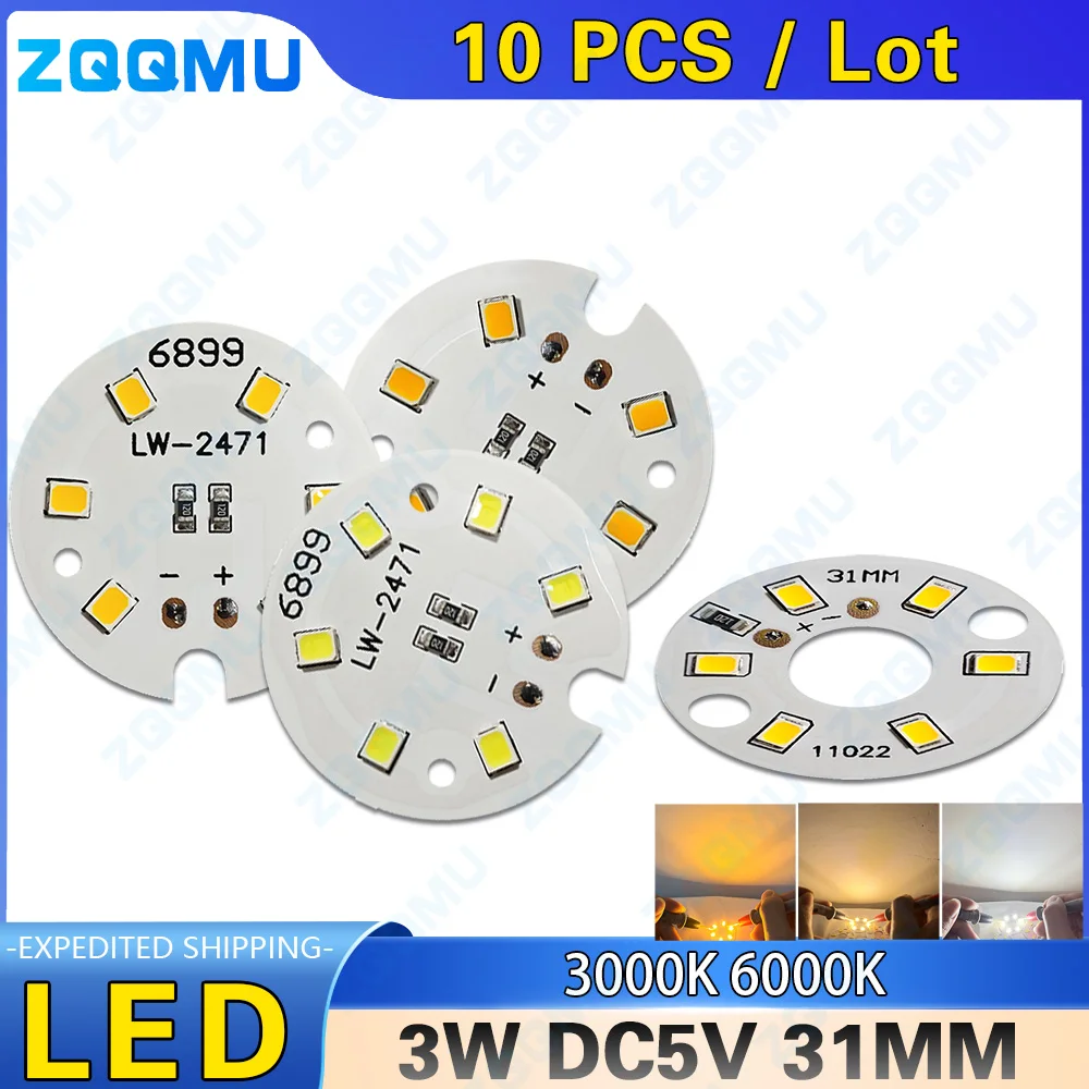 fonte de luz de deformacao redonda lampada bulbo do painel branco quente branco e amarelo led 2835smd 3w 5v diametro 31 mm 01