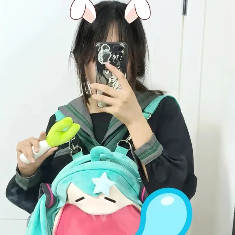 Hatsune Miku Grüne-Zwiebel-Puppe Neues Kreatives Cartoon-Design Hochwertiges Modisches Personalisiertes Tragbares Grüne-Zwiebel-förmiges Kissen Geschenk – Detail 4