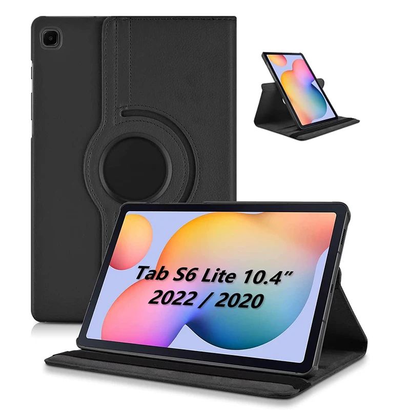 Case for Samsung Galaxy Tab S6 Lite 10.4" 2022/2020 P610/P615 PU Leather Protective Sleep/Wake Function 360 Rotating Stand Cover