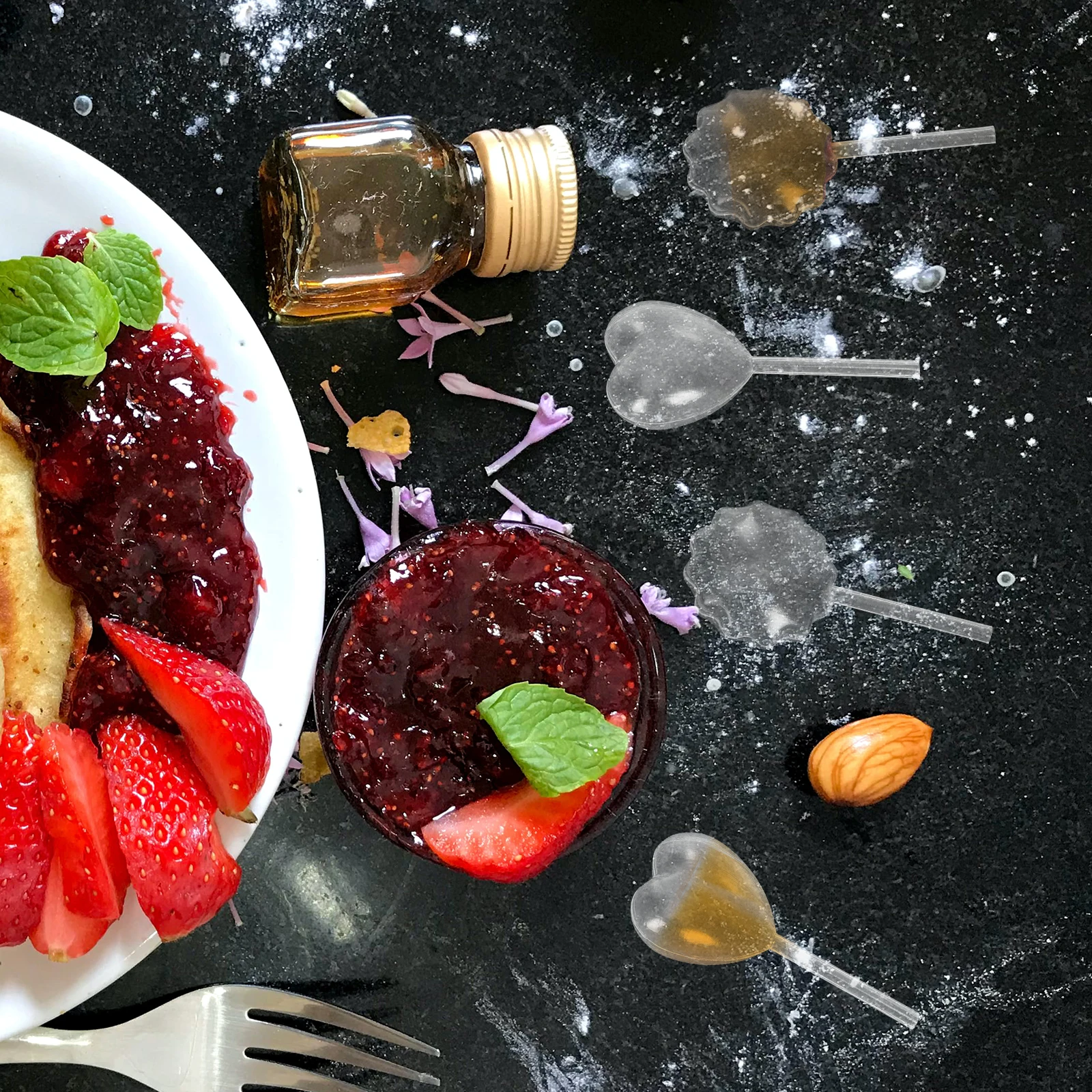 

100 Pcs Plastic Jam Droppers Portable Decoration Tools for Cakes Ice Cream Kitchen Supplies Restaurant Bakery Macaron