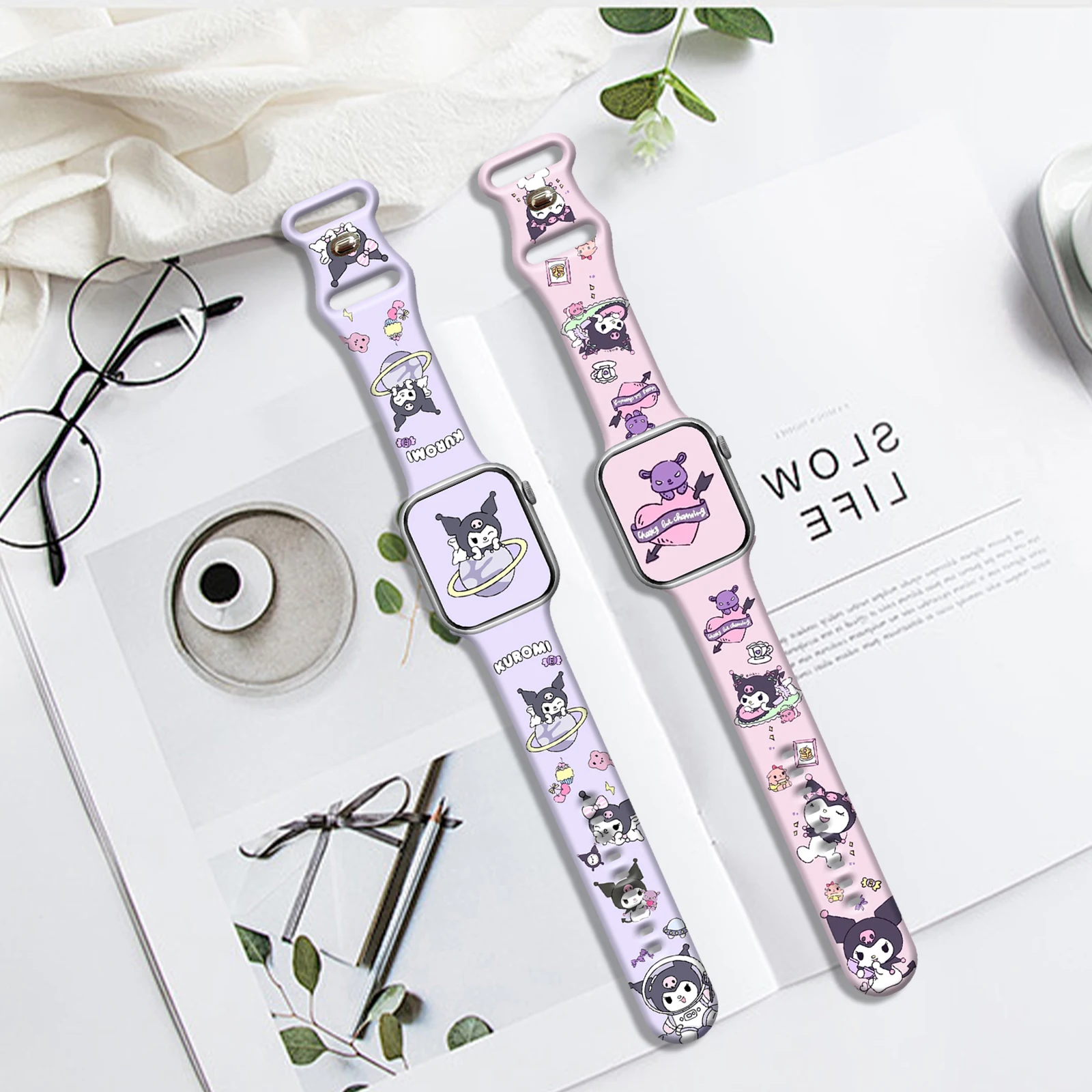 

Kuromi Print Strap for iWatch 11 10 9 8 7 Silicone Band Replaceable Bracelet for Apple Watch 46mm 44mm 42mm 41mm 38mm Watchband