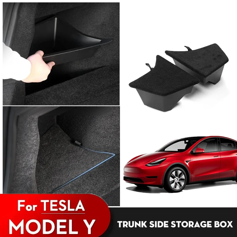 

Trunk Side Storage Box, with Cover for Tesla Model Y Juniper Model 3 Highland 2025 TPE Left and Right Side Storage Box Car Part