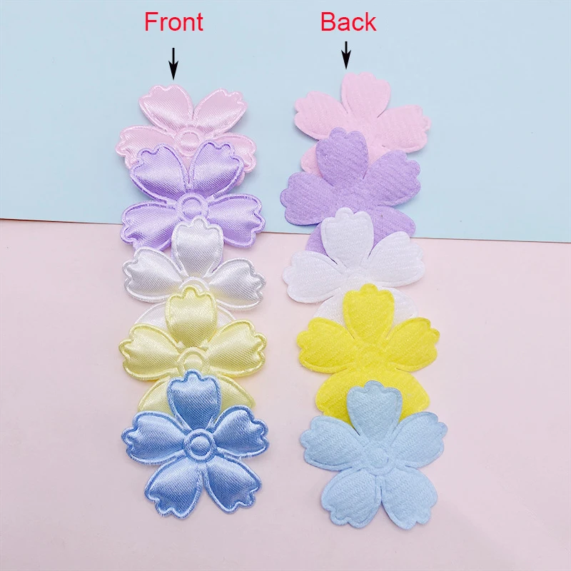 100Pcs 3,5 CM Stoff Blume Gepolsterte Appliques Nähen auf Patches Kleidung Hüte Haarnadel Ornament Zubehör DIY Handwerk Verlegenheit – Detail 4